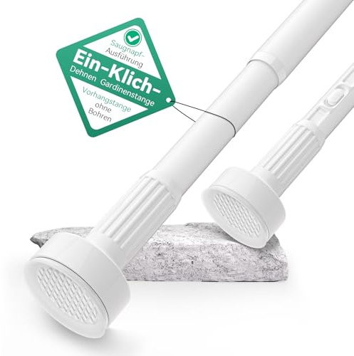 VECTO Shower Curtain Poles 100-170cm Extendable No Drill Tension Rods 32mm White Curtain Pole One-Touch Stretch Shower Curtain Rail for Bathroom, Window, Door, Wardrobe