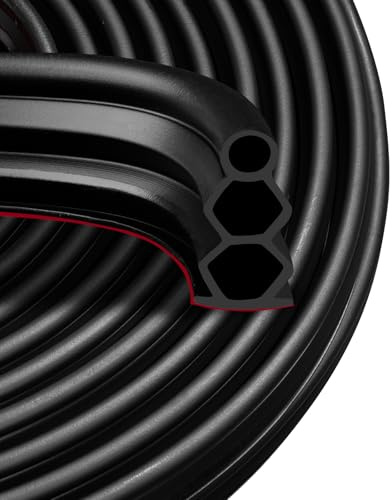 SUNWERK 7M Gummidichtung Dichtungsband Flexibel, 10mm x 18mm Gummidichtung Türrahmen Selbstklebend Wasserdicht, Dichtungsband Fenster Tür Door Seal Dichtungsstreifen Dichtungsgummi(Schwar)