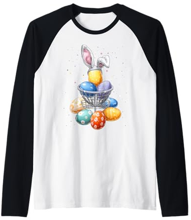 Discgolf Disco Golfing Disc Golfer Pasqua Coniglio Orecchie Coniglio Maglia con Maniche Raglan