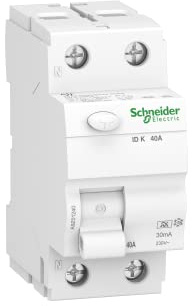 Schneider A9Z01240 Disjoncteur différentiel ID K 2P 40 A 30 mA Type A Blanc