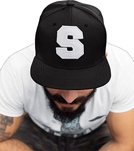 4sold - Cappellino snapback ABC Letter, diversi modelli con lettere dalla A alla Z, colore: nero/bianco S Taglia unica