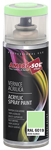 AMBRO-SOL - Pintura acrílica en spray, color Verde Blanco, RAL 6019, resultado profesional en múltiples superficies, exteriores e interiores, 400 ml