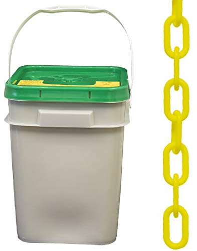 Mr. Chain Plastic Barrier Chain Pail, Yellow, 1.5-Inch Link Diameter, 300-Foot Length (30002-P)