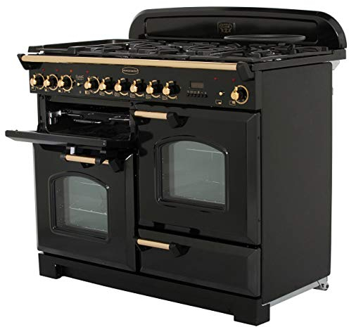 Rangemaster Classic Deluxe Range Cooker - Freestanding - CDL110EIBL/B - Black/Brass