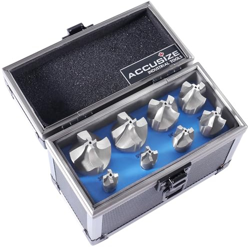Accusize Industrial Tools H.S.S. Corner Rounding End Mill Set Size from 1/16'' to 3/8'', 8 Pcs, 1011-0008