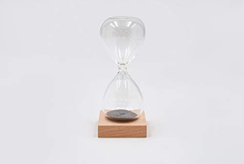 MASCAGNI Sablier Magnétique base en bois - H. 13 cm - Objet de Décoration intérieure avec création de boules exceptionnelles toujours différentes