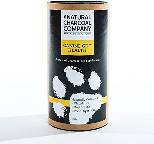 The Natural Charcoal Company Canine Gut Health - Organic Granulated Charcoal Powder Supplement for Dogs - Reduce Bad Breath, Supports Digestion, Gas Relief - 200g