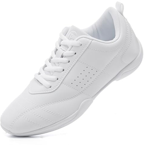 DADAWEN Women's Cheerleading Dance Trainers Gym Sports Girls' Aerobics Shoes White New 6 UK