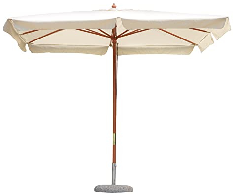 Tomaino - Ombrellone Da Giardino 3x4 cm Quadrato In Legno - Ombrellone da Esterno con Apertura a Carrucola - Telo Antivento in Poliestere Resistente Resinato 180gr