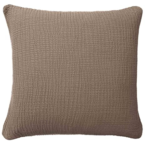 URBANARA Musselin-Kissenhülle Sierra 50 x 50 cm, gewebte Kissenhülle aus 100% Bio-Baumwolle mit charmantem Knitterlook, natürlich gefärbt und besonders nachhaltig, schadstofffrei - Earth Oak