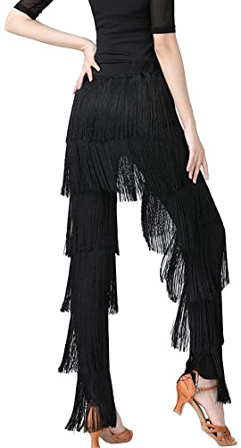 AIEOE Pantaloni da Ballo Danza Latino con Nappa Elasticizzati Hot Sexy da Donna per Praticare Professionale Taglia XXL Nero