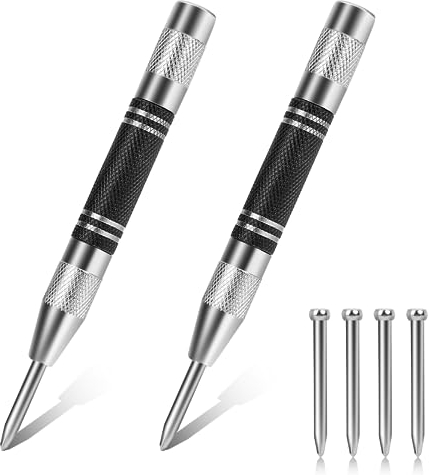 Punzón central automático, paquete de 2,punzón central resistente con resorte,punzón central automático resistente,herramienta de punzón central de tensión ajustable con dos puntas de repuesto