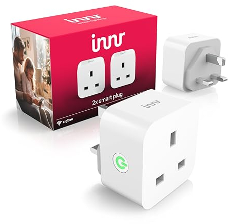 Innr Zigbee Smart Plug, Works with Hue* and Alexa, Works as Zigbee Repeater, Power Monitoring, Smart Socket, 2-Pack