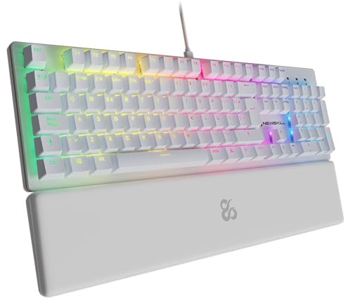 NEWSKILL Serike V2 Teclado mecánico Full Layout RGB con switches Hot-Swap lineales, Estructura metálica y reposamuñecas magnético español Blanco