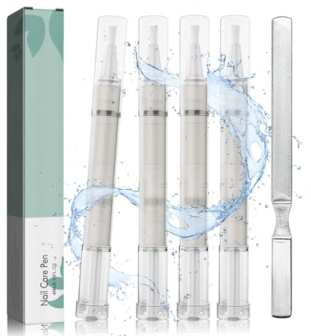 4 Pezzi Nail Care Pen, con Lima Unghie, Penna per la Cura Delle Unghie, Contiene Olio dell'Albero del tè, Vitamina E, Aloe Vera e Altri ingredienti Naturali