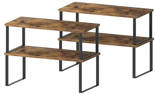 CADUKE Set di 4 organizer da cucina, portaspezie espandibile con telaio in metallo, per cucina, dispensa, bagno