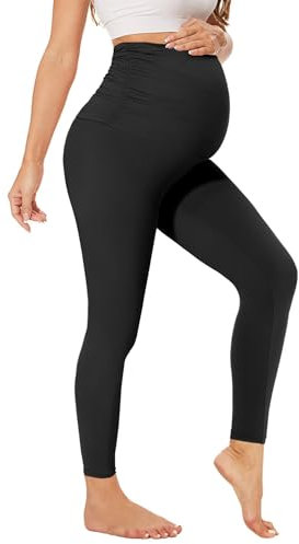 QGGQDD Damen Umstandsleggings Umstandsmode High Waist Umstandshose Blickdicht Schwangerschaft Für Schwangere Yoga Sport（Schwarz,M）