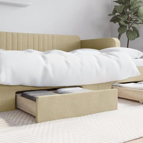 ShGaxin Lot de 2 tiroirs de lit en bois d'ingénierie et tissu couleur crème, boîte de rangement pour vêtements, chaussures, boîtes de rangement 833914