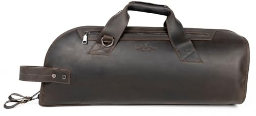 Leather Trumpet Gig Bag. Padded, Lightweight & Water-Resistant, w. Shoulder Strap & Handle. Durable Protection w. Accessory Pocket. Instrument Case Storage & Travel (Trumpet, brown)