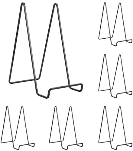 MUXHEL 6er-Set 8 Zoll Staffelei Aufsteller Teller Ständer Metall, Tellerständer, Schwarz Metall Tellerständer Tellerhalter, Eisen Staffelei fuer Teller, Display Ständer, bilderständer