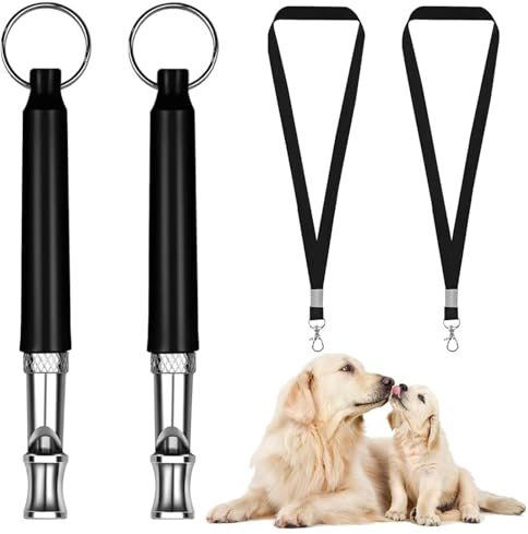 GmwyCzV 2 Pièces Sifflet pour Chien, Sifflet Ultrason Chien avec Lanière, Haute Fréquence Sifflet Chien, Son Plus Stable et Fort, Sifflet Chien Rappel pour Un Dressage Efficace des Chiens (Noir)