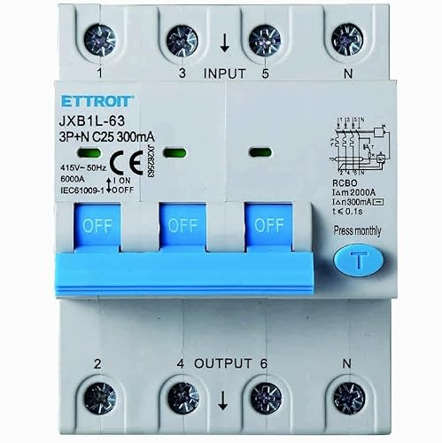 IXTRIMA Interruttore Magnetotermico Differenziale 3P+N 25A 300mA 380V-6KA 300mA per Guida DIN - 4 Moduli DIN - Protezione Circuiti e Sicurezza Impianti