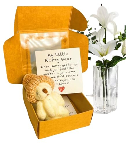 Mini-bär-Plush Tissu, avec boîte-Cadeau et Carte de Discours | Jouet câlin Fait à la Main avec Un Message inspirant, Souvenir Aimant pour Le Chagrin, babyarty, Saint-Valentin, Noël