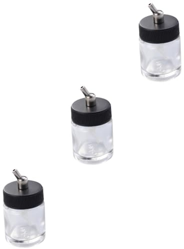 Housoutil 3pcs Airbrush Glass Bottles Pot Professional Paint Cup Model Refillable Bottles for Airbrush Paint Accessory Use