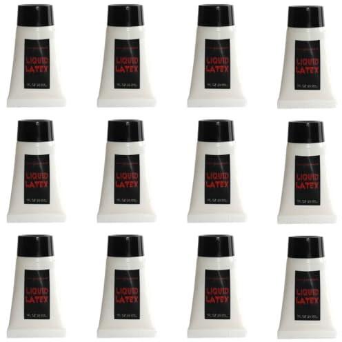 Látex líquido – Paquete de 12 – Tubo de 30 ml de látex líquido de calidad profesional para efectos especiales de Halloween aterradores, maquillaje, arte corporal, prótesis, cosplay y uso teatral