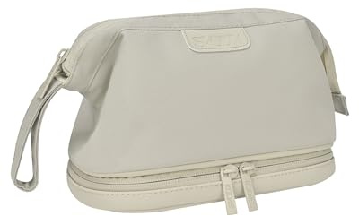 SVOLTA Neceser Mujer y Hombre 5L - Neceser Maquillaje Aseo Beige Grisáceo | Bolsa de Aseo con Apertura Amplia y Compartimento Separado, Organizador y Neceser Viaje Resistente al Agua