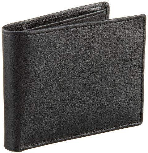 Perry Ellis Portfolio Men's Gramercy 100% Leather Slimfold Wallet With Bifold Closure, Black, One Size
