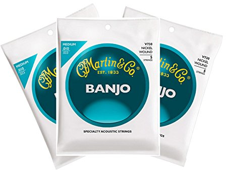 Martin V730 Vega Lot de 3 paquets de cordes pour banjo Med .010 - .023