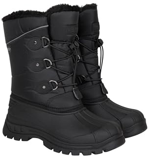 Mountain Warehouse Whistler Schneestiefel für Kinder - Schneedicht, warm, atmungsaktiv, strapazierfähige und griffige Sohlen, winter Schwarz Kinder-Schuhgröße 32 DE