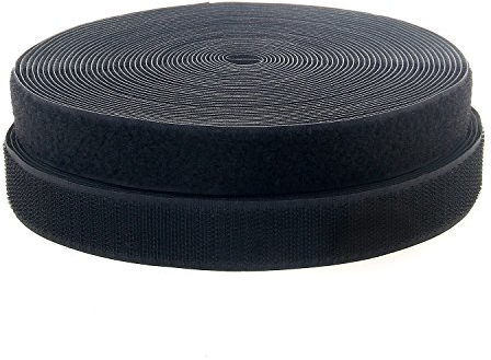 TUKA Scratch Ruban à coudre 25 mètres x 20mm, Non-adhésif Bande Hook & Loop, bande Crochet et Boucle pour couture, Ruban Tissu Fermeture, 25m Crochet et 25m Boucle, Noir, TKB5004 Black