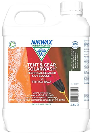 Nikwax TENT & GEAR SOLARWASH, Technical Cleaner & UV Blocker for Tents & Bags, 2.5 Litre