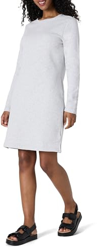 Amazon Essentials Vestido de Forro Polar con Cuello Redondo y Manga Larga por Encima de la Rodilla Mujer, Gris Claro Mezcla, L
