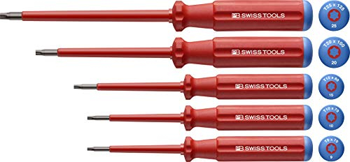 PB Swiss Tools Torx VDE Schraubendreher Set PB 5549-100% Swiss Made - 5-teiliges Elektro Schraubenzieher Set T9/T10/T15/T20/T25 - vollisoliert bis 1000V AC / 1500V DC, VDE geprüft