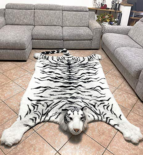 Gigante Tigre Bianca Pelle Sintetica Tappeto in Peluche 200x135cm,Copridivano,Copriletto