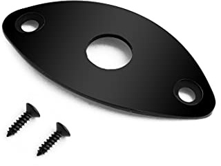 Bogart Guitar Jack Socket Plate Curved Oval Football Style Output Jack Plate Compatible with Les Paul Ibanez Jackson Guitar or Bass with Mounting Screws Black. (HJ 003-BK)