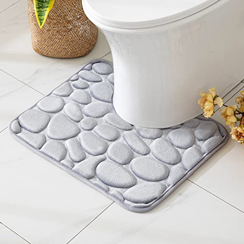 MIULEE WC Teppich Badematte Memoryschaum Badezimmerteppich rutschfeste Badteppich Wasserabsorbierend Badvorleger Schnelltrocknend Waschbar Duschvorleger für Toilette 50x40cm Hellgrau