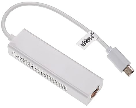 vhbw USB Typ C auf RJ45 Adapter für Notebook, Desktop-PC - Ethernet Adapter mit 3 zusätzlichen USB-A Buchsen, Weiß