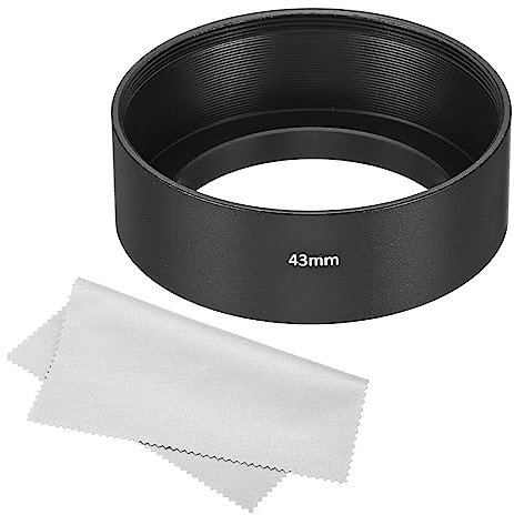 PATIKIL 43mm Lens Hood, Standard Focus Frosted Surface Anti-reflective Inside Hood with Cleaning Cloth for Camera Lens, Black for Nikon, for Fujifilm, for Pentax, for Leica