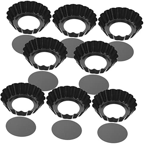 HAKIDZEL 8pezzi Mini Stampi Per Crostate Con Rimovibile Stampi Per Dolci e Mousse Per Cottura Al Forno Facili Da Pulire e Utilizzare