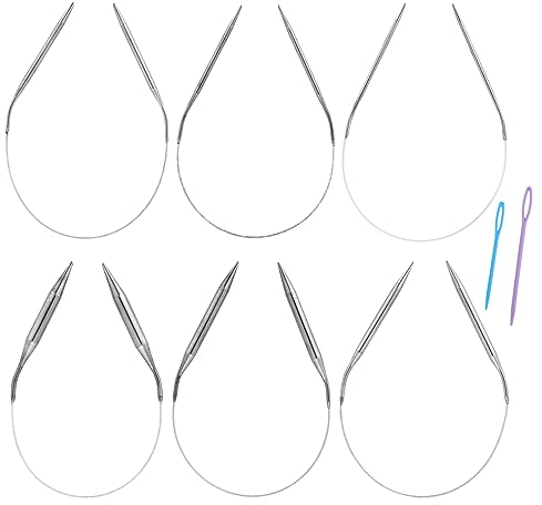 6 Stück Rundstricknadel Set Edelstahl Stricknadeln 2mm 3mm 4mm 5mm 6mm 8mm Durchmesser Doppelspitzige Metall Stricknadel für die Herstellung von Socken Pullovern Schals und Mützen
