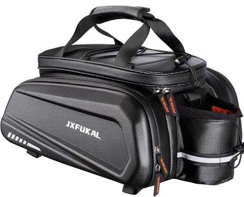JXFUKAL Bike Bags for Bicycle Rear rack - 9.5L/17L/40L Hard Shell Waterproof Bike Ebike Trunk Pannier Saddle Seat Bag Carrier with Reflector, Rain Cover & Shoulder Strap for Commuter Travel Outdoor