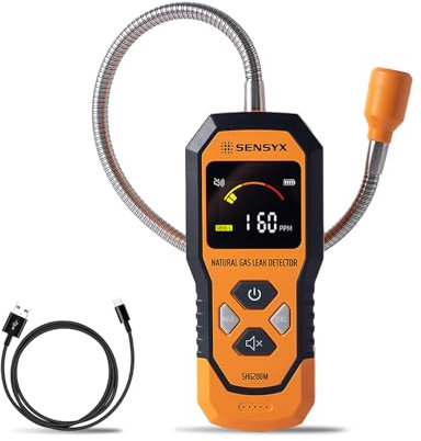 SENSYX Detector de gas recargable portátil de gas natural, detector de gas propano y metano combustible (detector de gas natural SHG200M)