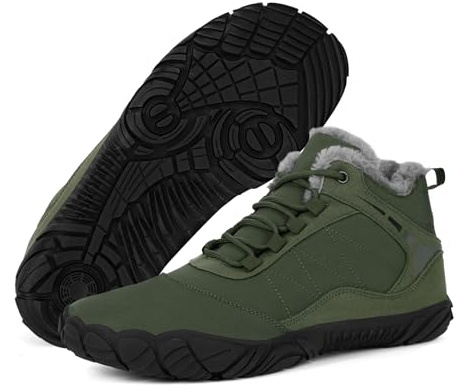 Hike Winter Footwear Barefoot Boots Mens Womens, Waterproof Winter Snow Boots, Warm Ankle Booties, Wide Toe Barefoot Hiking Boots, Non-Slip Zero Drop Sole Hike Shoes for Hiking Walking Outdoor