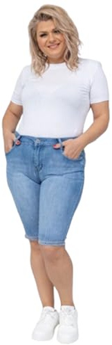 Lusty Chic Donna Jeans Capri Vita Alta, Pantaloni Pinocchietto Estivi 3/4, Elasticizzati Corti (4XL, Azul Claro)