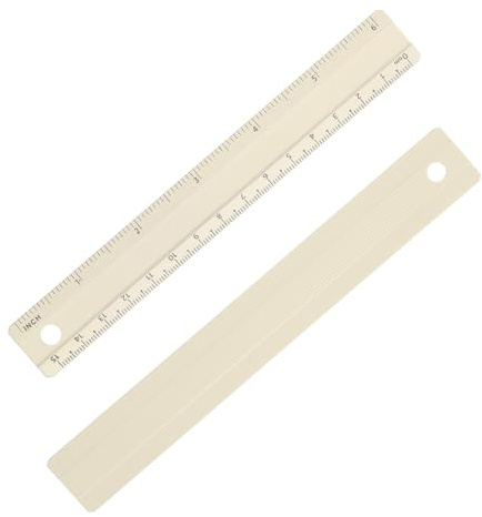 PATIKIL 15 cm/6 tum metalllinjal, 2 st metrisk linjal av aluminiumlegering med tum och centimeter precisionsmätning för kontorsteknik utkast stil 2, vit