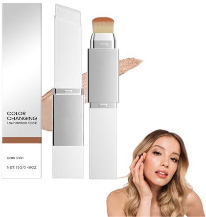 Crème Couvrante En Stick,Fond De Teint 2 En 1,Fond de Teint Stick,Hydratant à Couverture Modulable,Convient à Tous Types De Peau(Couleur de Peau Profonde)